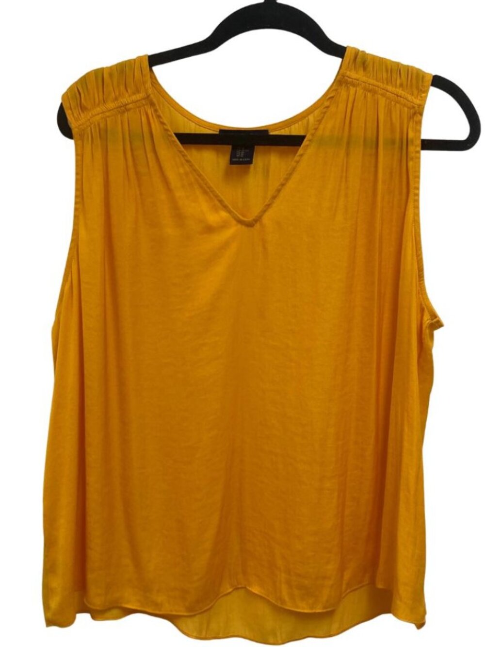 Rachel Roy Bright Yellow Sleeveless V Neck Satiny Top Size XL